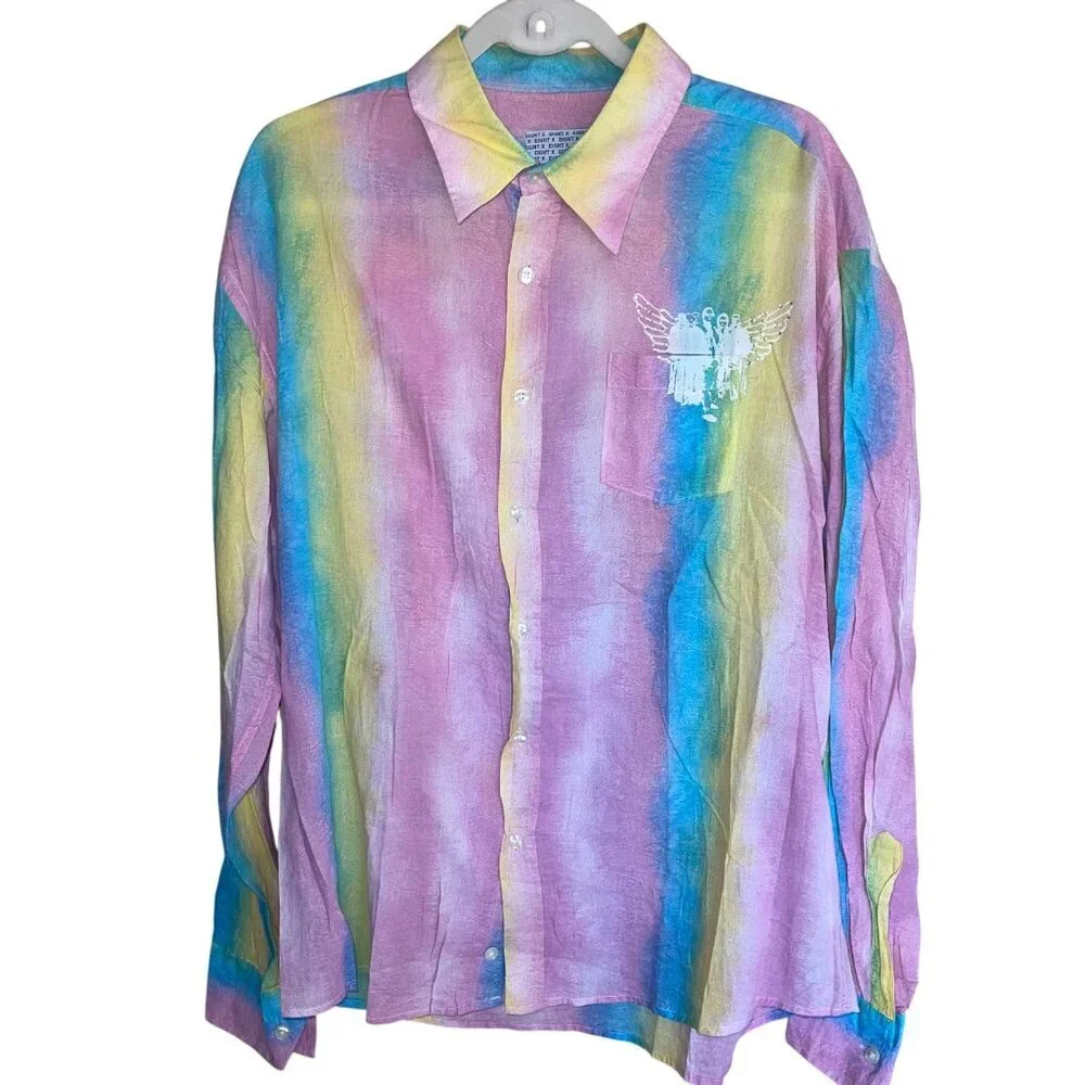 Eight X Mens Shirt Size XXL Multicolor Custom Angel Wing Graphics And Crystal - Picture 1 of 10